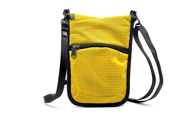 The front of the P.I.K.A. Pouch in Solaris (yellow with white gridding) 200 Halcyon.